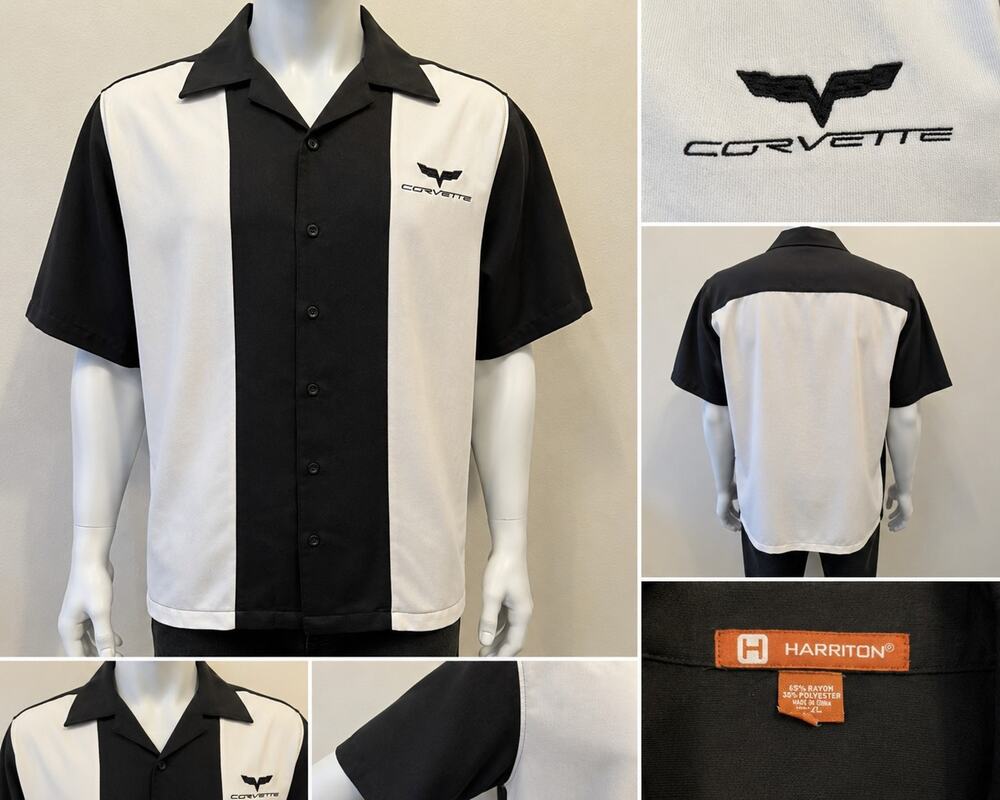Harriton Corvette Embroidered Logo Colorblock Short Sleeve Button-Up Shirt 2XL
